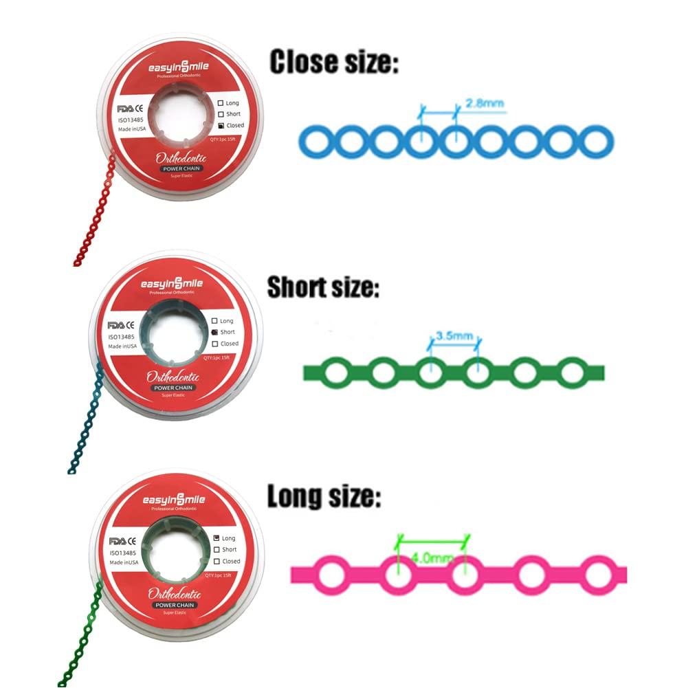 SNAWOP SNAWOP Dental Orthodontic Power Chain Multicolor Spool Elastic Rubber Bands for Teeth Braces (Closed, Turquoise)