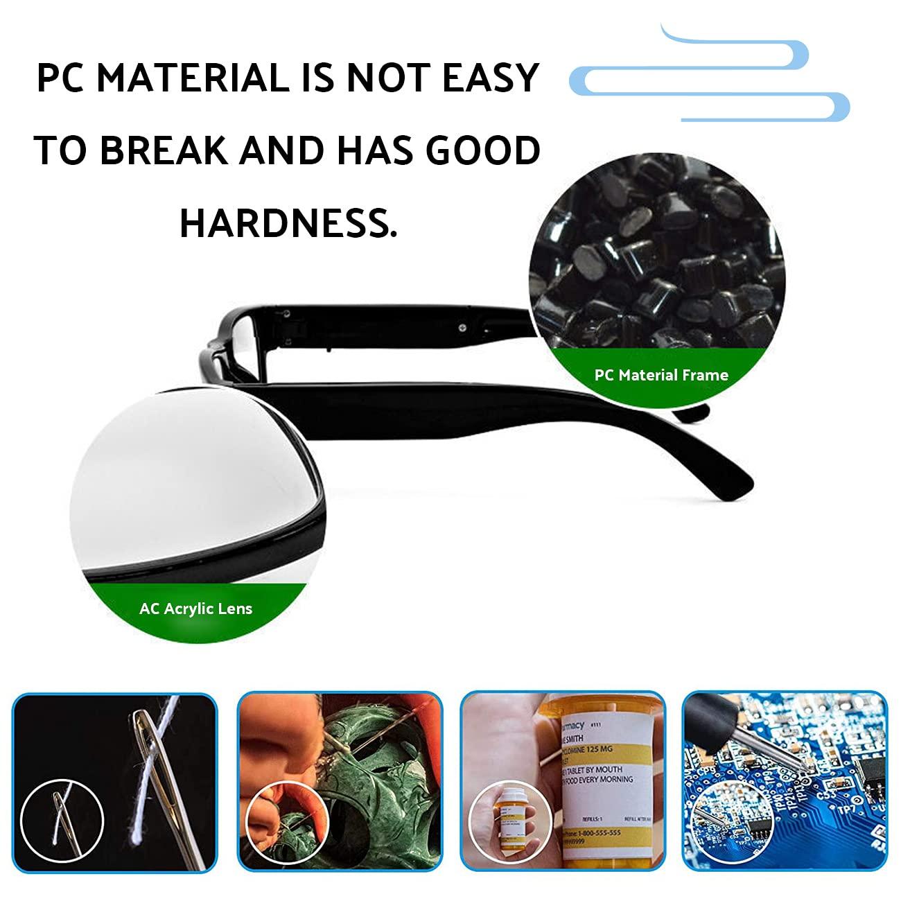 Lnobern ZhiLianZhao Reading Glasses with Led Light, Magnifying Eyeglasses with USB Charging, Not Easy to Break, Easy to Carry for Unisex Lighted Nighttime,Black,3.5