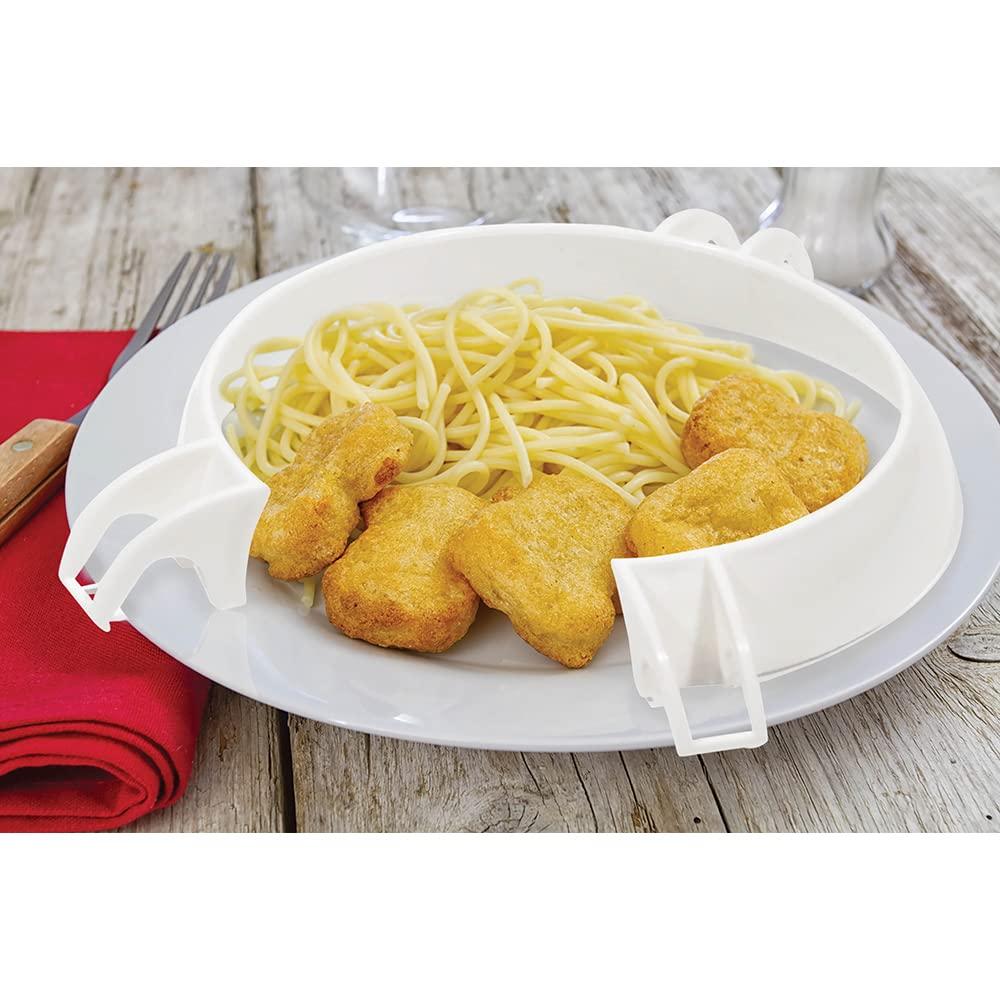 Loops Plastic Plate Guard - 23cm to 28cm Diameter - Dishwasher and Microwave Safe - Allows Easier Scooping of Food - Independent Dining Aid