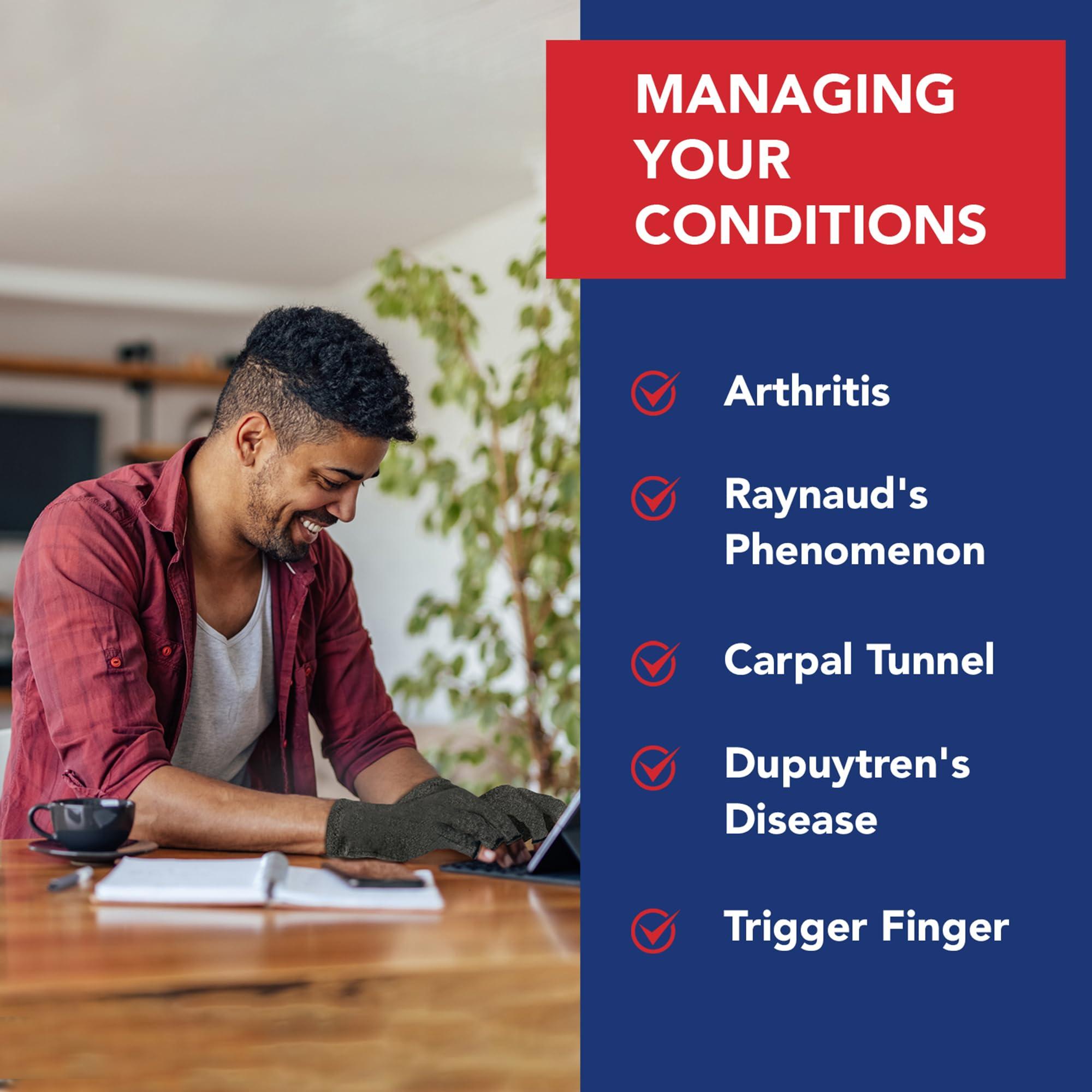 Dr. Arthritis Doctor Developed Compression Gloves for Arthritis & Handbook/Fingerless Arthritis Gloves for Women & Men, Hand Support for Arthritis Pain Relief & Carpal Tunnel, 2 Pairs (XL)