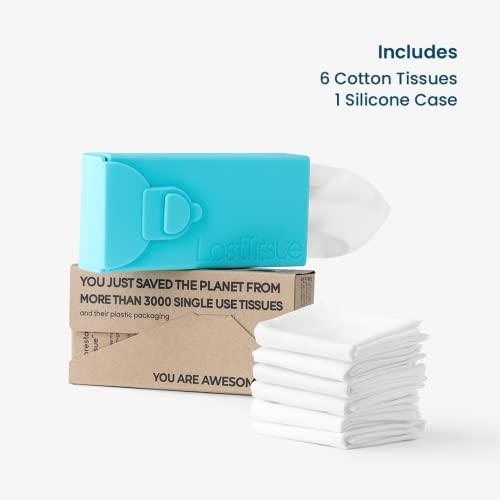 LastTissue LastTissue Reusable Cotton Tissue Pack Sustainable, Durable, Eco-Conscious, Portable & Washable Facial Tissues for Men and Women with Travel Handkerchief Storage Case