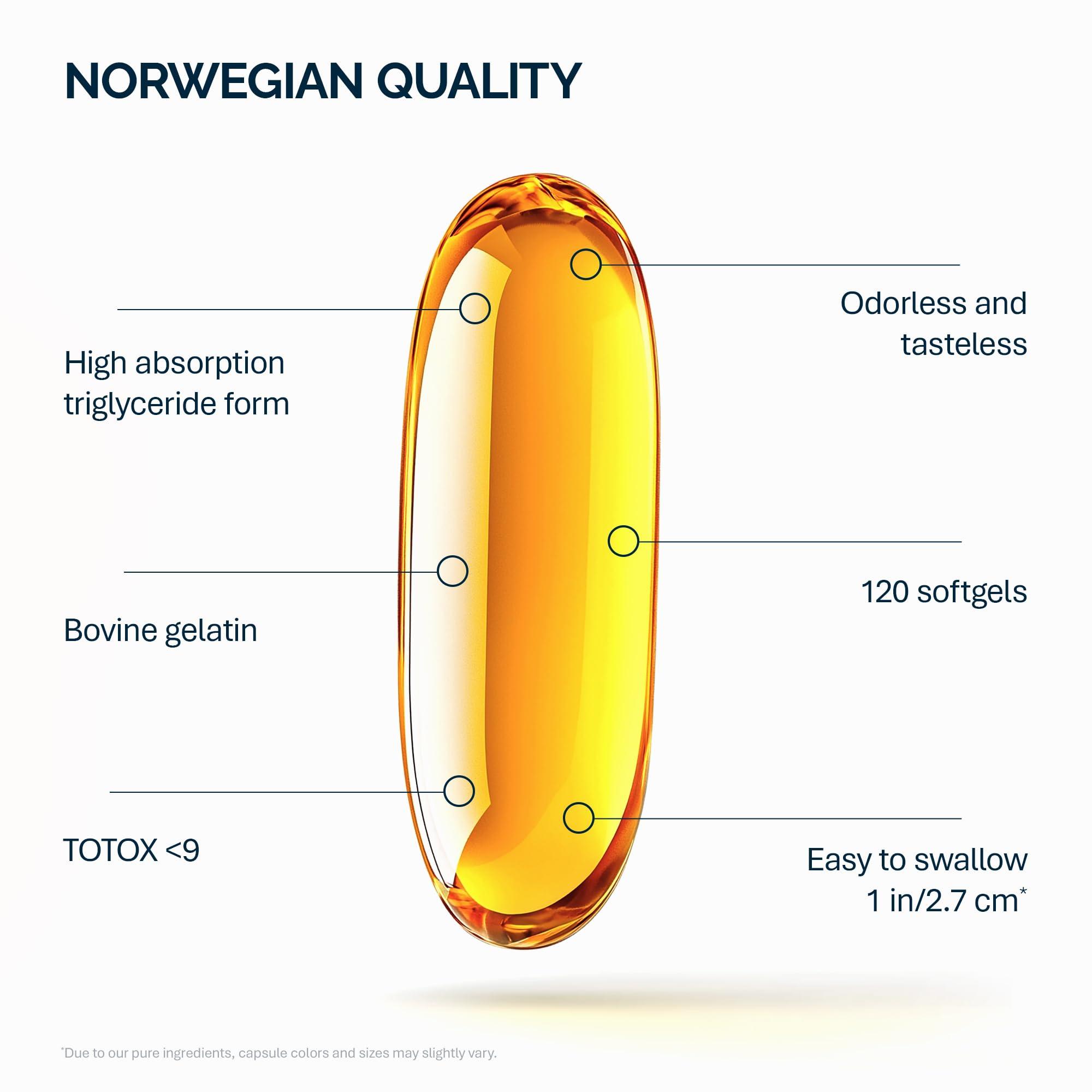 NFO NFO Omega 3 Ultima [120 Capsules] Norwegian Fish Oil with an Effective Formula with high Concentration of EPA:DHA Natural PUFA Premium Complex Made of Freshly Caught Wild Fish Produced in Norway