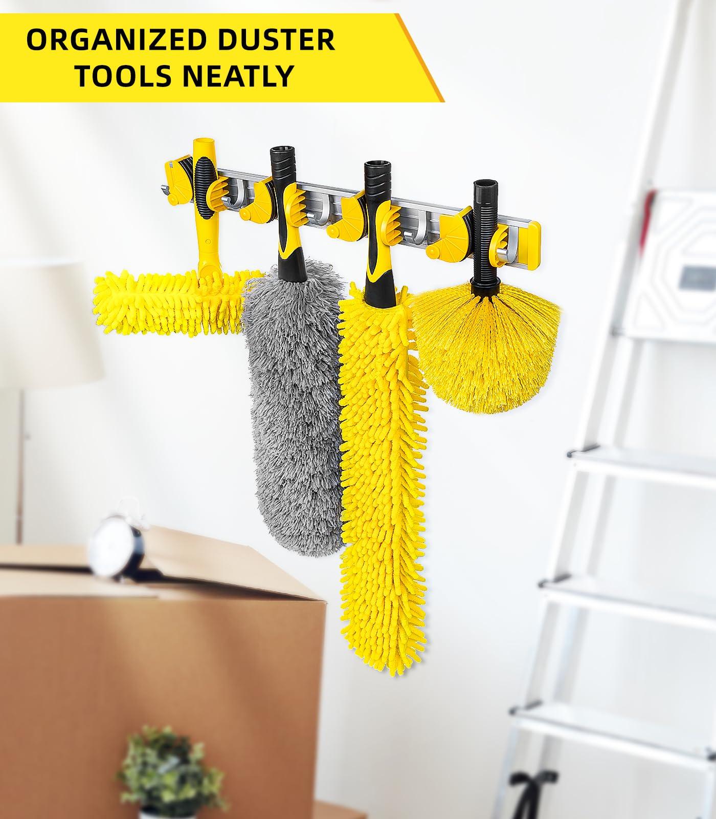 Opow 20 Foot High Ceiling Duster Kits with 5-12ft Heavy Duty Extension Pole, High Reach Duster for Cleaning,Microfiber Feather Duster,Cobweb Duster,Ceiling Fan Duster,Window Squeegee & Cleaner