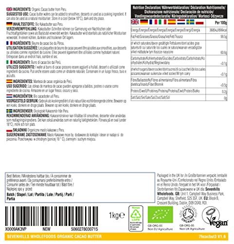 sevenhills wholefoods Sevenhills Wholefoods Organic Cacao Butter, Rounds 1kg