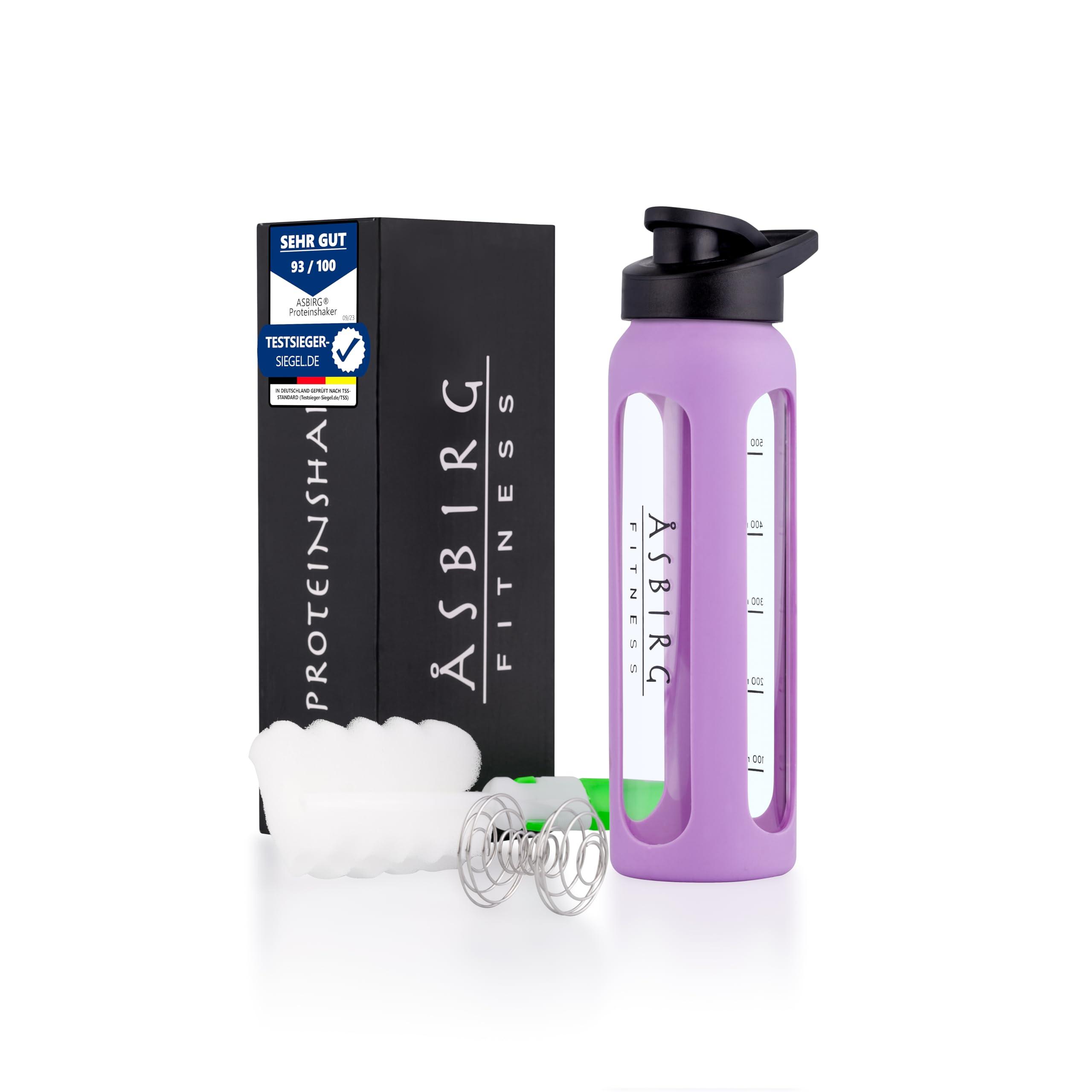 Asbirg Asbirg Fitness | Glass Protein Shaker | Protein Shaker | Drinking Bottle | with Spiral Ball | Pastel Purple