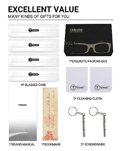 TERAISE TERAISE 4PCS Value Anti-Blue Light Reading Glasses,Lightweight Comfortable Reader Glasses for Men and Women,Sturdy Computer Reading Glasses Blue Light Blocking Included Eyeglasses Case(1.5X)