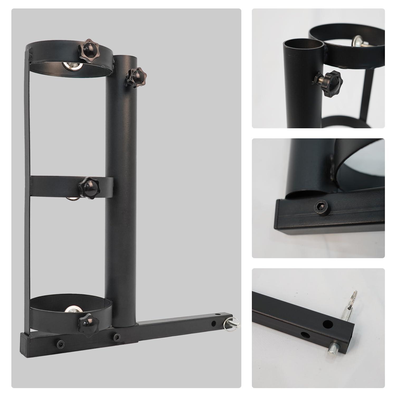 BERPET BERPET Oxygen Tank Holder Cane Holder 2-in-1, Mobility Scooter Electric Wheelchair Accessories, Suitable for Scooters & Power Chairs Equipped with 1" X 1" Hitch Receiver, 18.9" x 6" x 17.6"