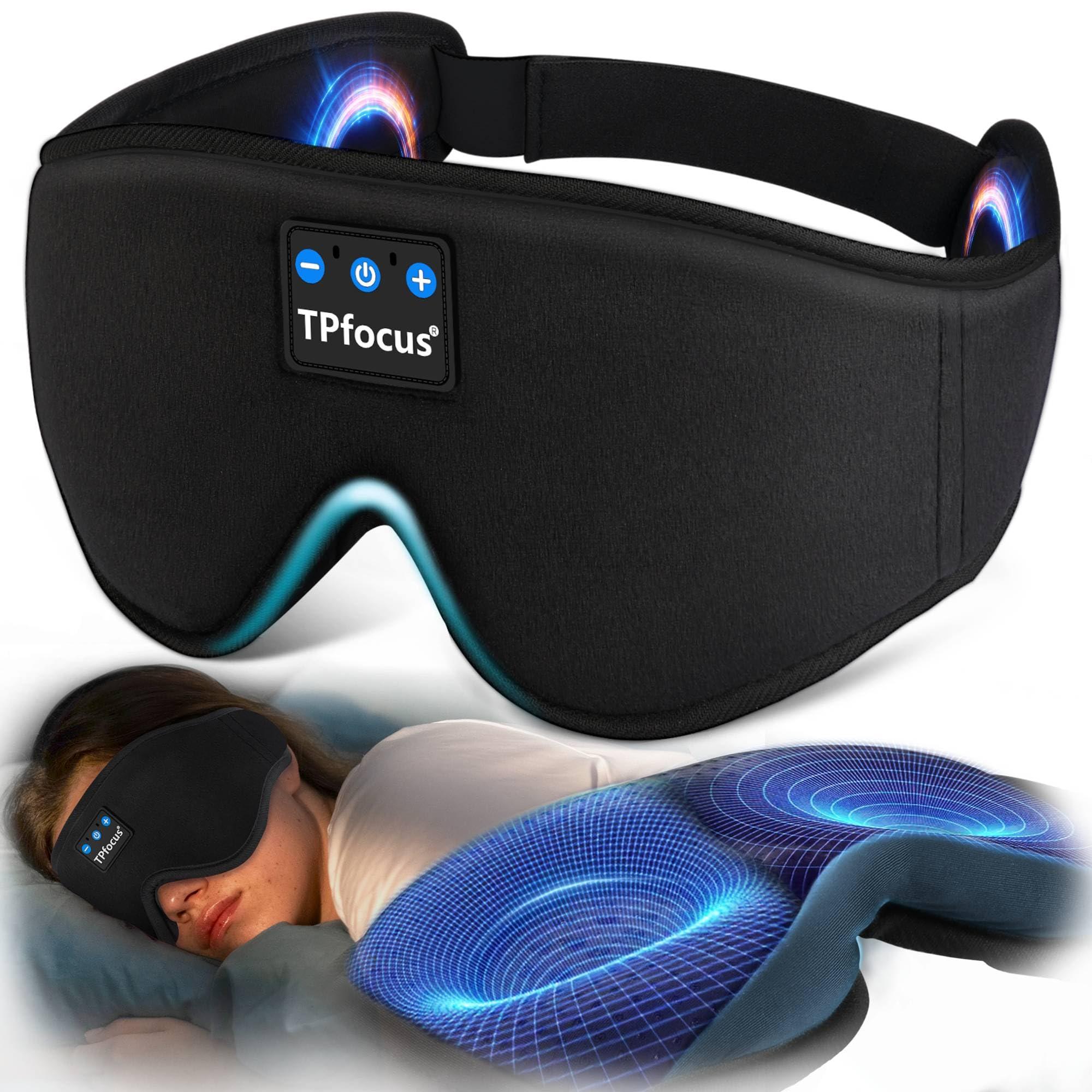 TPfocus TPfocus Sleep Mask Headphones Bluetooth Sleep Headphones, Wireless Sleep Headphones for Side Office, Air Travel, Cool Tech Gadgets (3D-Classic Black)