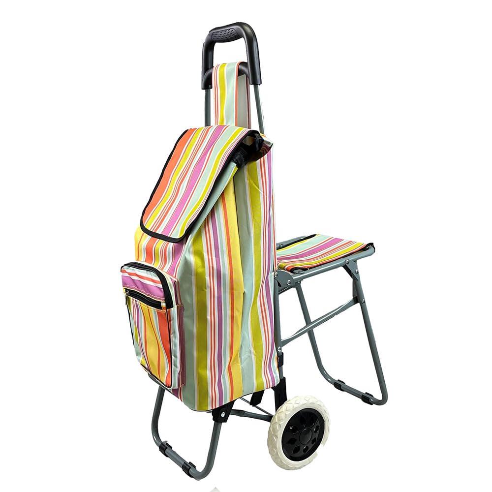 Lifemax Lifemax Leisure Shopping Trolley with Seat Lightweight, Foldable, Large Capacity with Easy-Roll Wheels, Perfect for Groceries, Travel, & Outdoor Use and Great for Senior Mobility