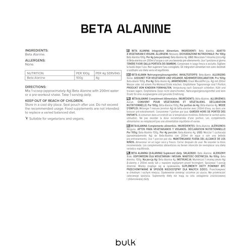 Bulk Bulk Pure Beta Alanine Powder, 100 g, Packaging May Vary