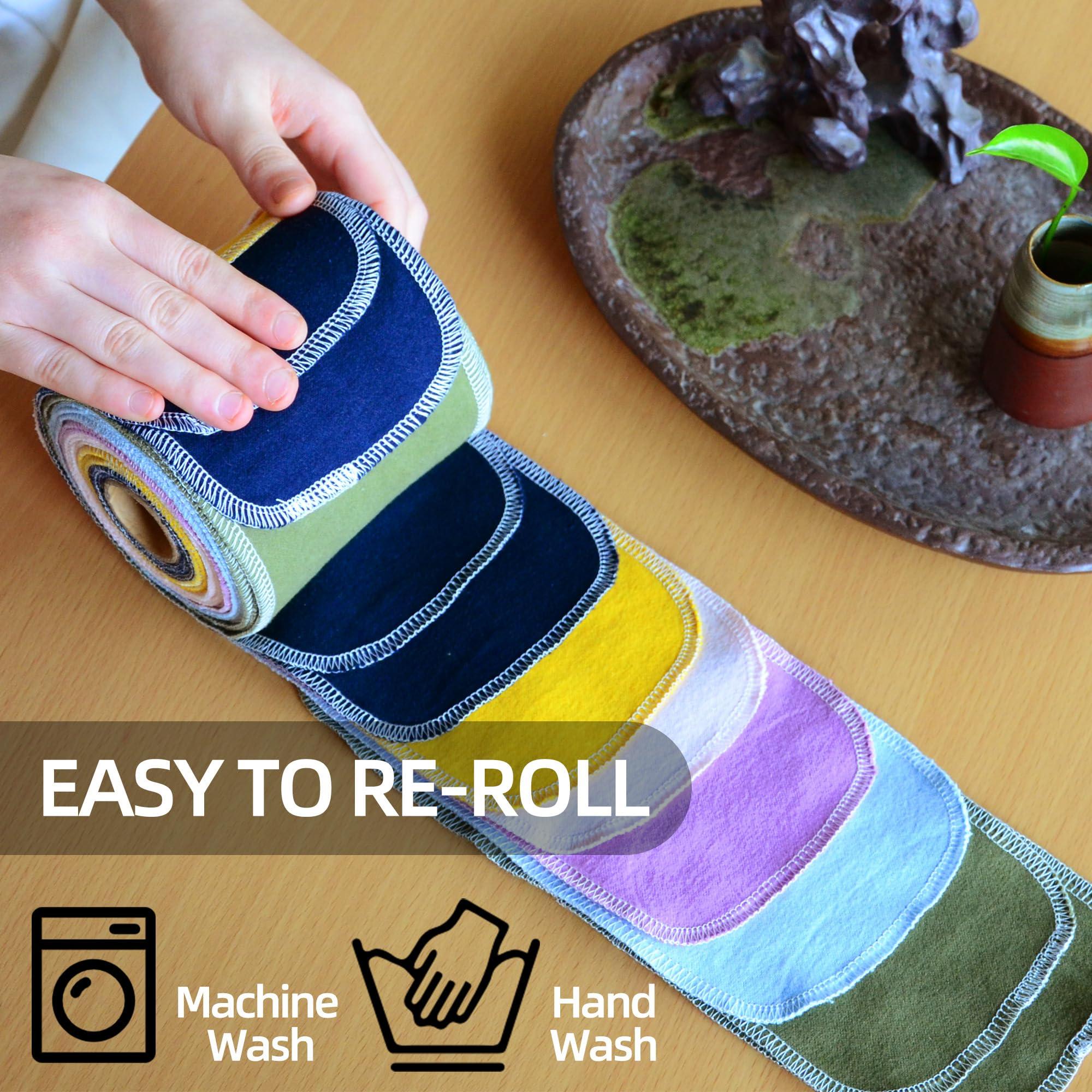 BreodyEco BreodyEco Reusable Toilet Paper - 30 Pcs Washable Bidet Towels Cloth Wipes -2 Sided Flannel Absorbent Colored Paperless Toilet Paper Towels Roll