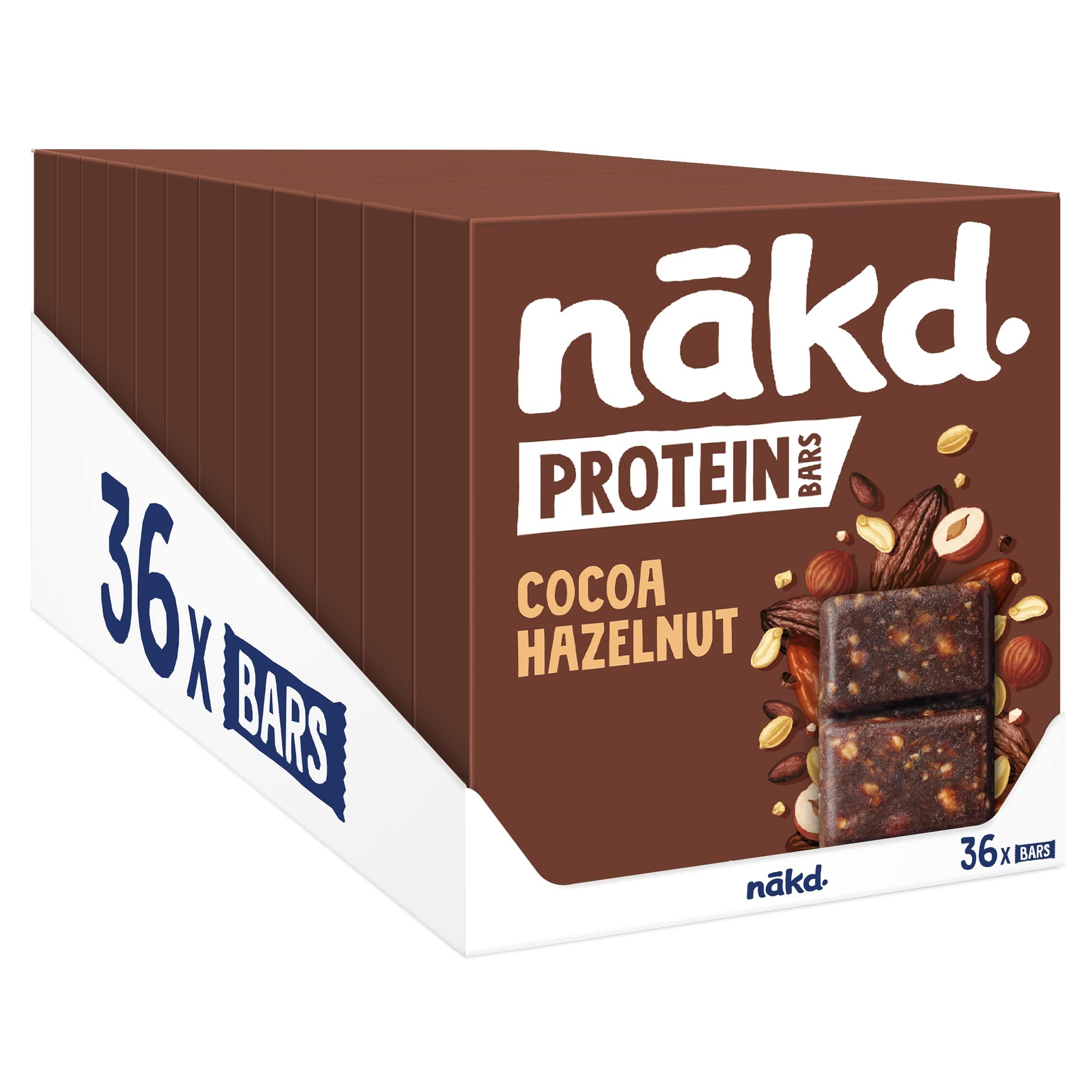 Nakd Nakd Cocoa Hazelnut Protein Bar - Vegan - Gluten Free - Healthy Snack, 45g (Pack of 36 bars)