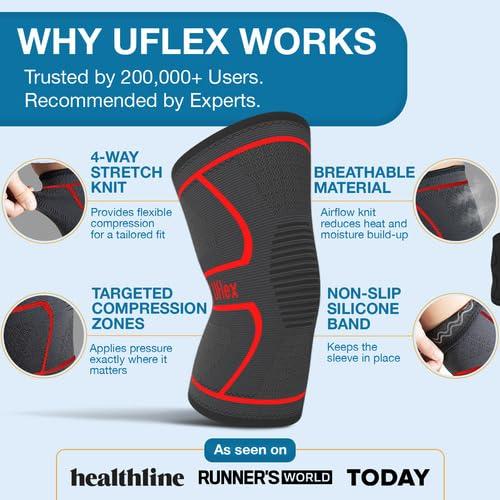 Uflex Athletics Uflex Athletics (Small) Knee Compression Sleeve Support for Running, Jogging, Sports, Joint Pain Relief, Arthritis and Injury Recovery-Single Wrap