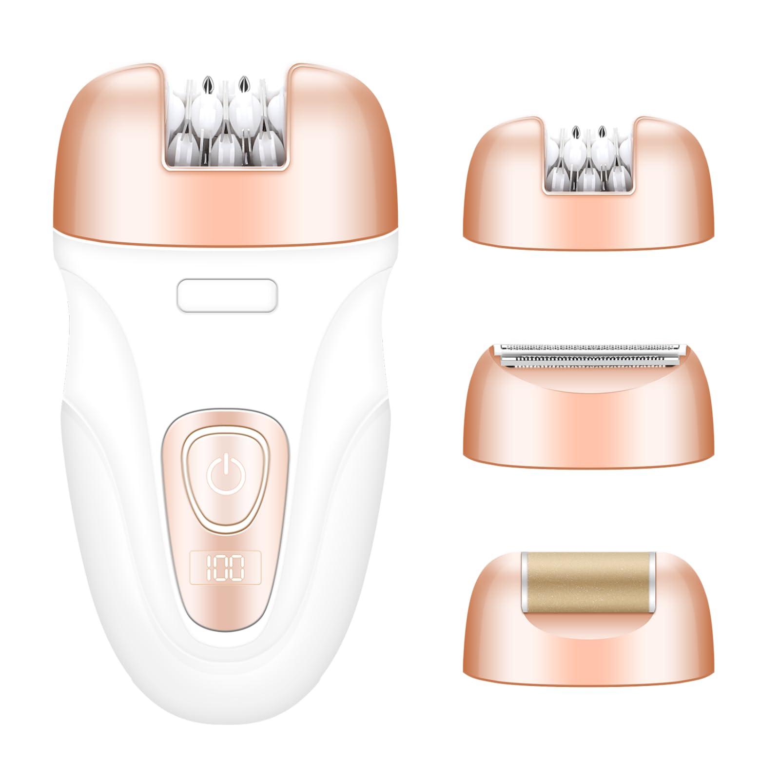 HaetFire Epilator for Women, Face Hair Epilator for Women, Portable 2 Speed Electric Lady Shaver Epilator, 3 in 1 Epilator Hair Removal with Hair Removal Device, Foot File, Lady Bikini Razor for Arm Leg Body