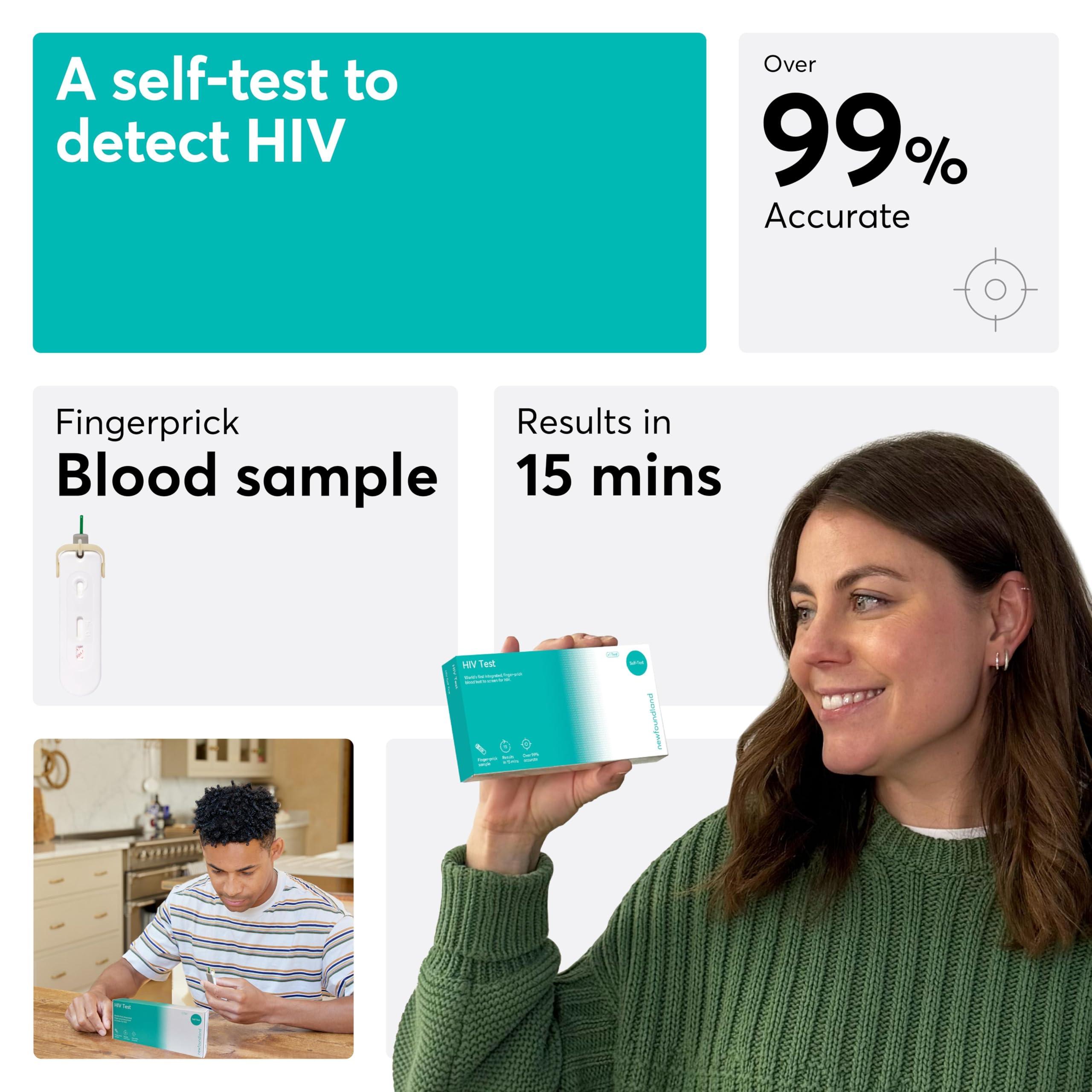 Newfoundland Newfoundland HIV Test Kit - 1 Test - HIV Positive Detection - 99% Accurate Home Test for Viral Load Levels - CE Certified - Blood Test Kit for HIV-1, HIV-2 Immunodeficiency - Detect Early HIV Signs