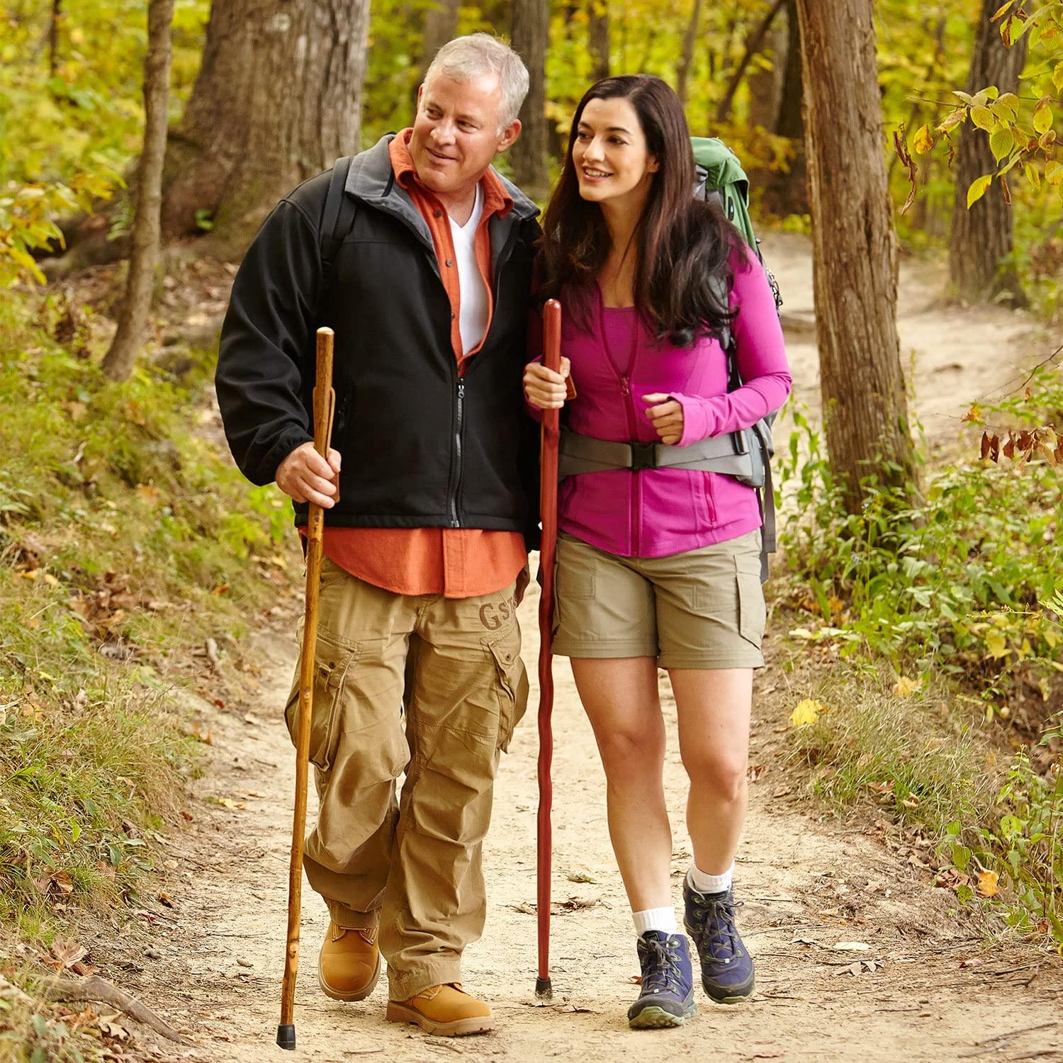 Brazos Brazos Walking Sticks Free Form Hickory Handcrafted Wood Trekking Pole, Made in USA, 58-Inch