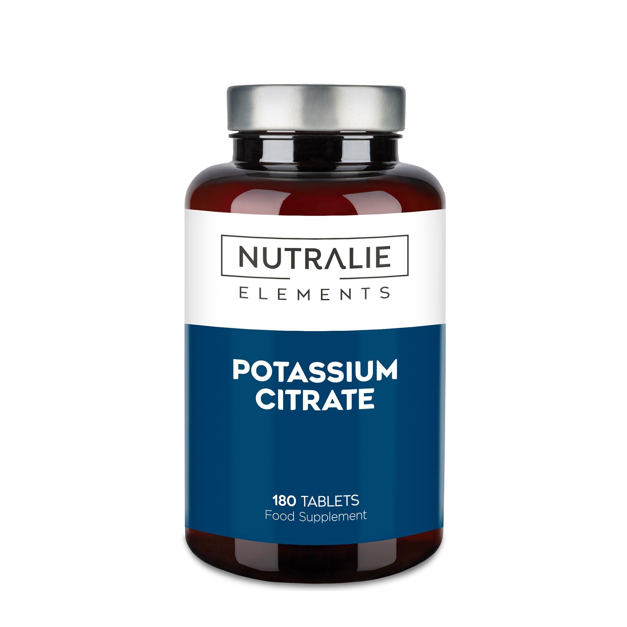 NUTRALIE Potassium - Potassium Citrate - High Dose - 2880mg - Element Pure Potassium +1000mg - Muscle - Potassium Citrate - 180 Tablets - Nutralie