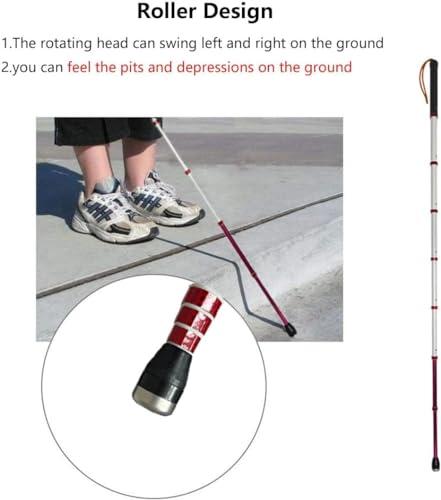 SEIBES Folding Blind Cane, 8 Sections Titanium Alloy Blind Cane Telescopic Outdoor Walking Stick with Reflective Walk Cane for the Blind and Vision Impaired(139.5cm/55in)