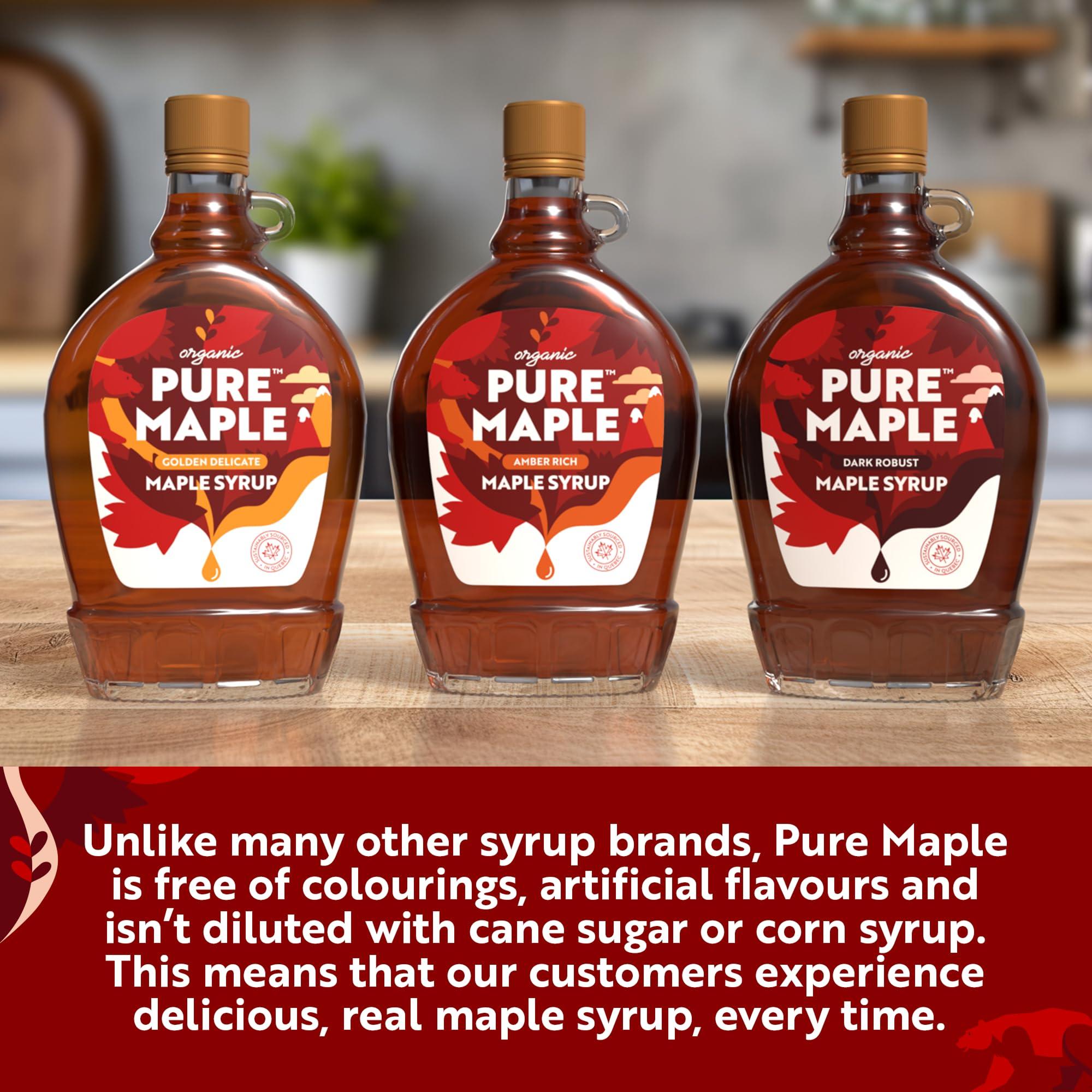 Pure Maple Pure Canadian Maple Syrup - Grade A - Ideal Topping for Porridge, Ice Cream, Fruit, Pancakes - 100% Natural Sweetener - 264g / 200ml (200ml, Dark)
