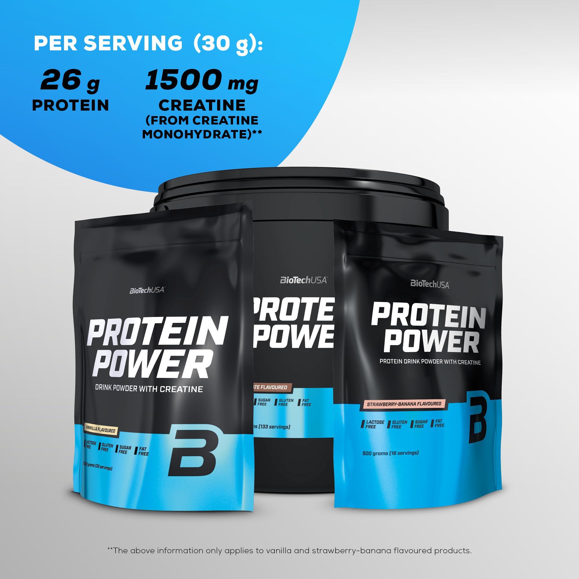 BioTechUSA BioTechUSA Protein Power | High Protein, Sugar-Free, Lactose-Free, Gluten-Free | Added Creatine, 500 g, Chocolate