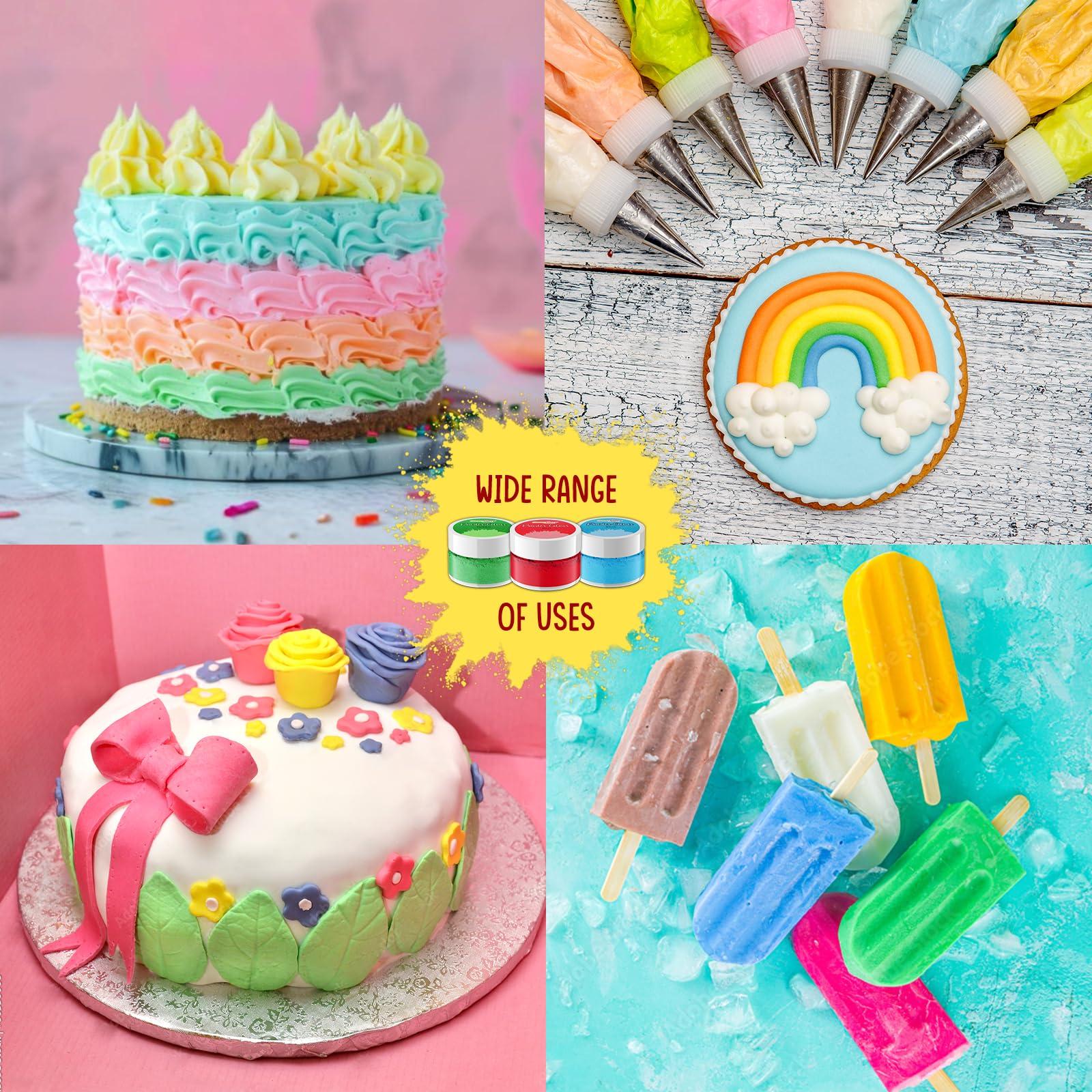 Honeyberry Edible Powder Colours Multipack (6 x 3.5g Jar) - Natural Food Grade Colouring Powders for Cooking, Baking, Icing and Cake Decorating - High Strength Food Colouring Dust for Vibrant Results (Warm)