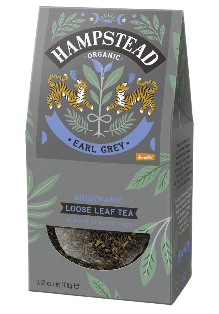 Hampstead Tea Hampstead Organic Earl Grey Loose Tea Pouch 100 g (Pack of 6) | Plastic Free | 100% Organic