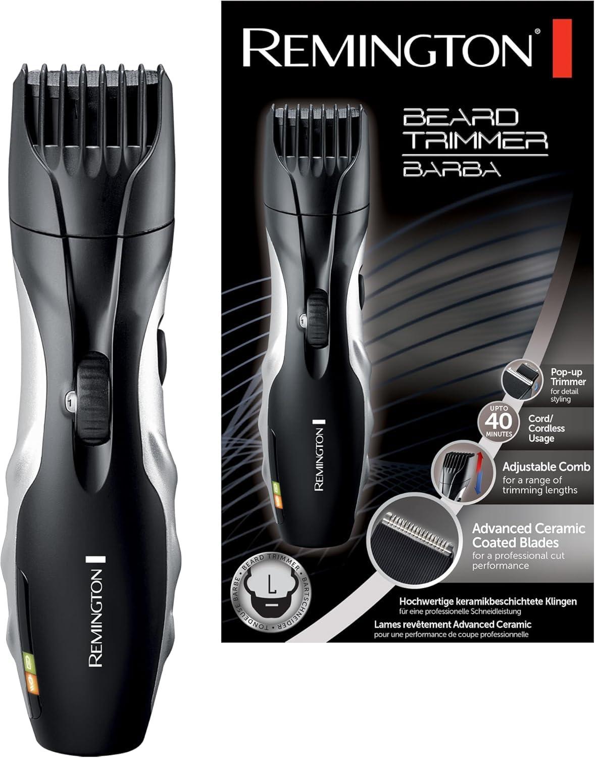 Remington Remington Barba Beard Trimmer (Advanced Ceramic Blades, Pop-up Detail Trimmer, Adjustable Zoom Wheel, 9 Length Settings, Comb Attachment, Cord or Cordless, 40-Minute Runtime) MB320C
