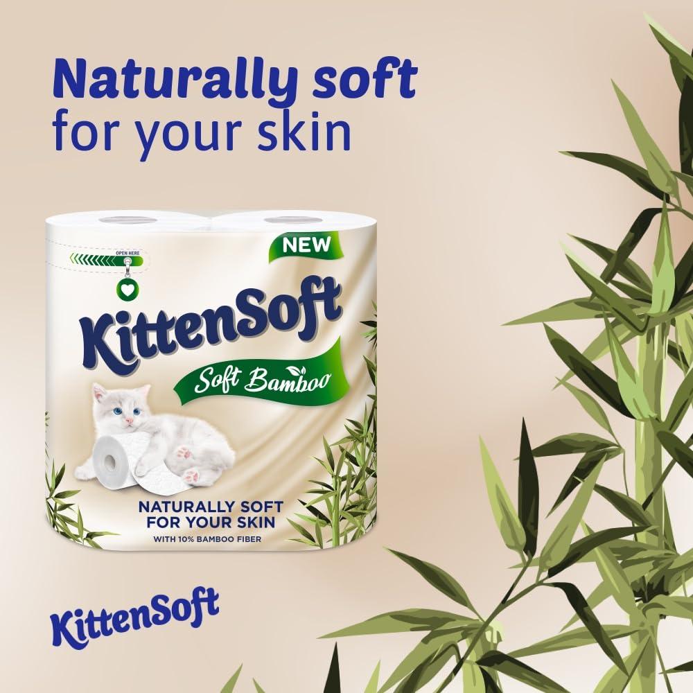 Regina Regina KittenSoft Soft Bamboo - 45 Rolls of Toilet Tissue 3 Ply, 160 Sheets, Naturally Soft For Your Skin, Toilet Tissue made with Bamboo Fibres, 30% PCR Plastic Packaging, FSC Certificated