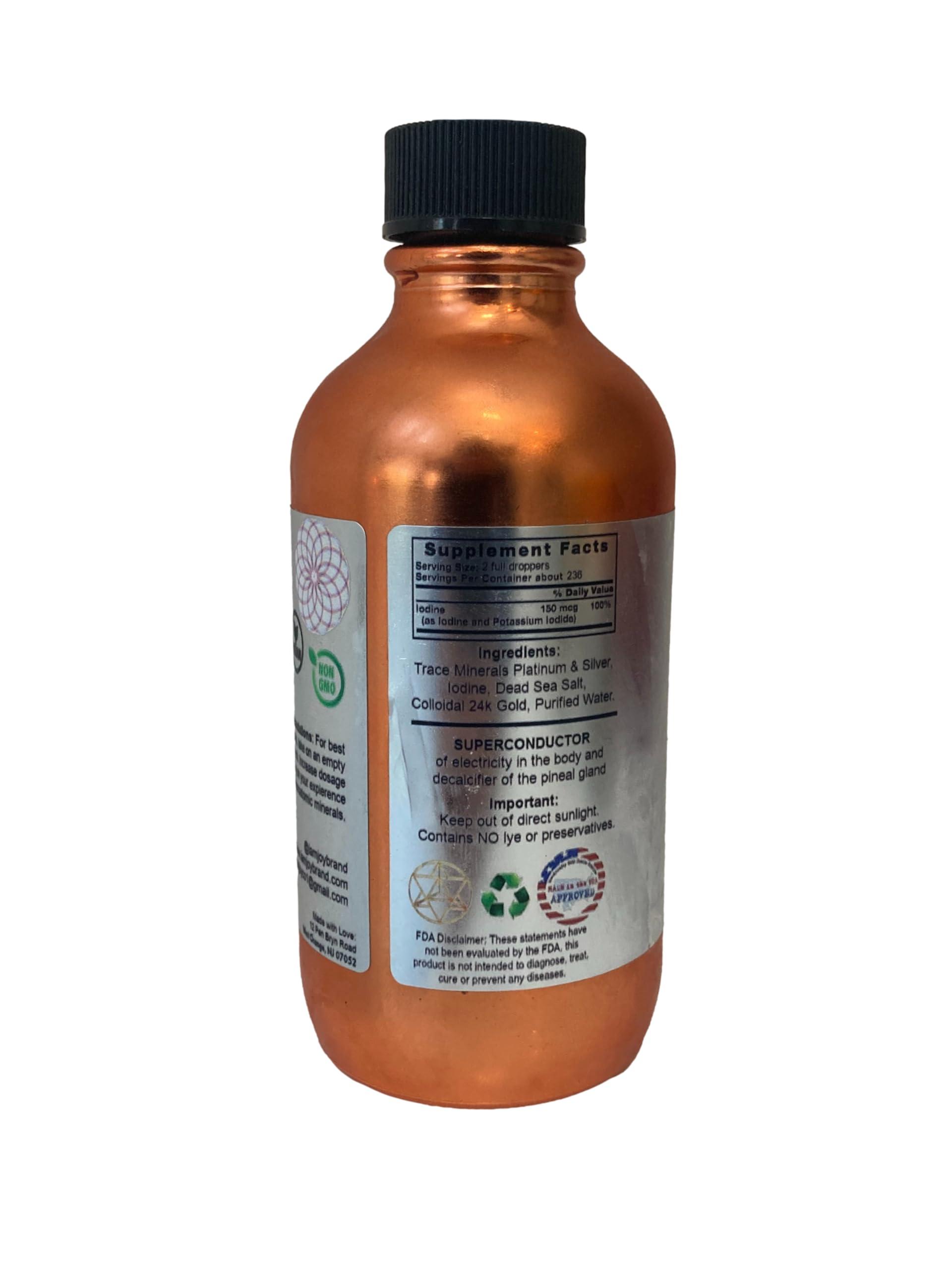I Am Joy co. I Am Joy co. Ormus Ocean Nectar Monoatomic Gold with Iodine Designed to Decalcify The Pineal Gland, Support Thyroid and Increase Feelings of Alertness, Clarity of Thought and Energy 4oz