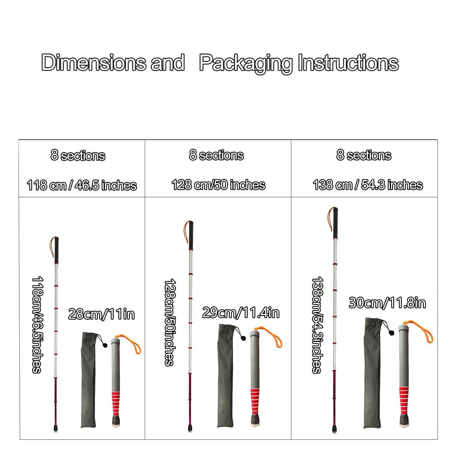 Fenghai Fenghai Reflective Folding Cane - Titanium Alloy Can Be Telescopically Folded with Blind Cane and Visually Impaired Products - with Roller head(A,118cm(46in))