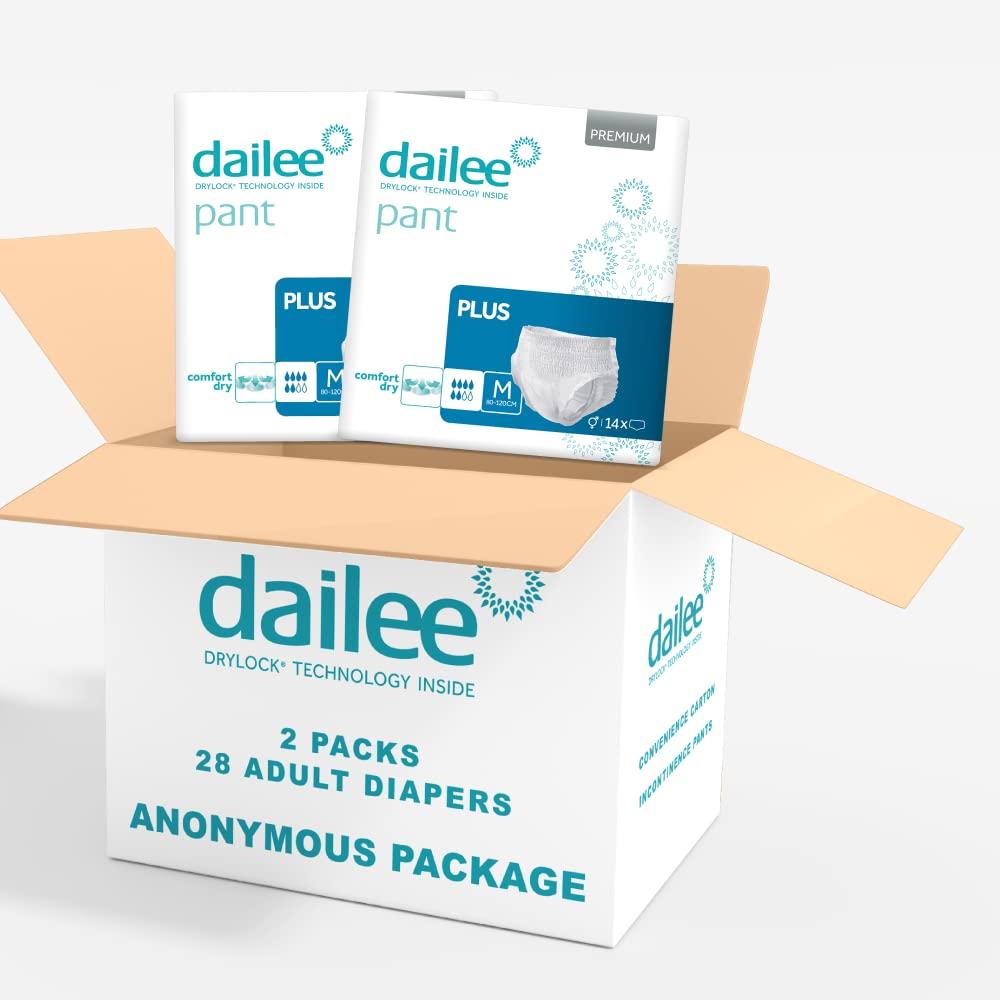 Dailee Dailee Pants Plus M - 30x Incontinence Pants, Adult Nappies - High Absorbency Diaper Pull Up - 28 Disposable Protective Underwear for Men and Women