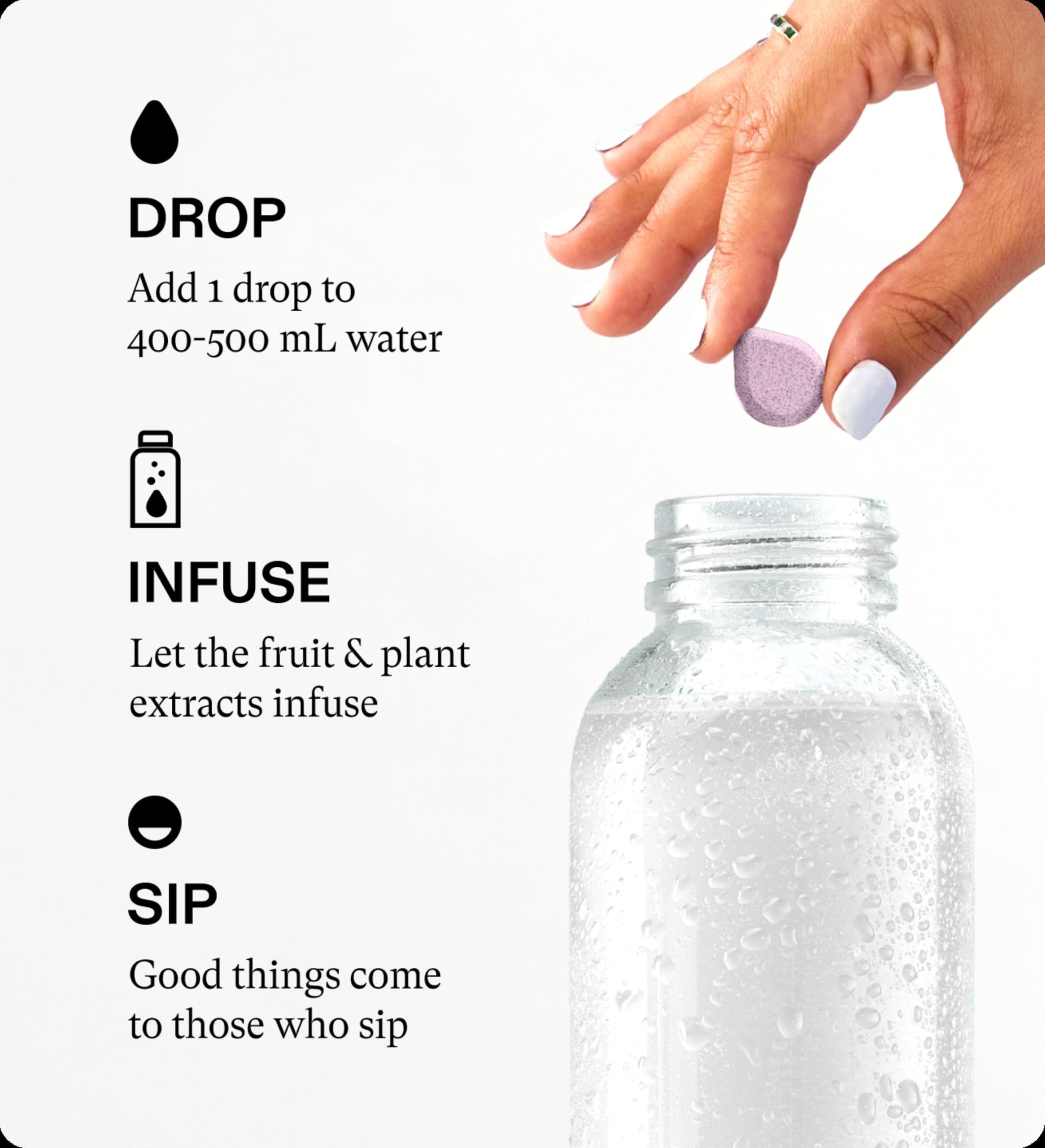 SIPGOOD SIPGOOD Flavoured Waterdrops - Raspberry, Elderberry & Hibiscus Infusion - Hydration Drops with Real Fruit & Plant Extracts - No Sugar, Zero Calories - Vitamins C, D3 & Electrolytes (1pack/12 drops)