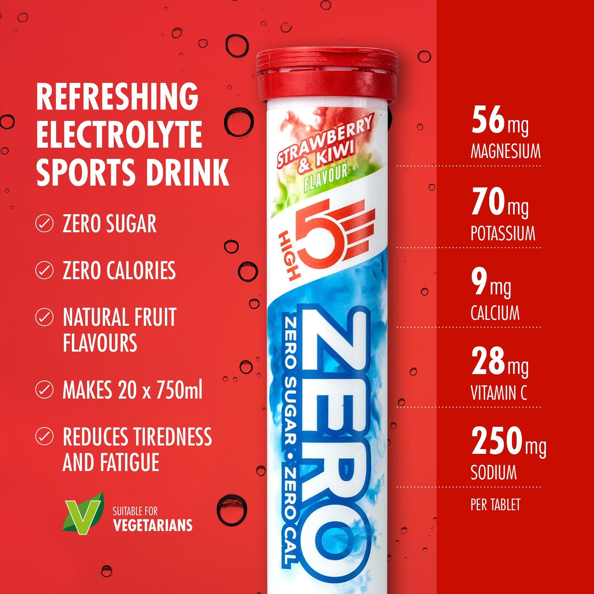 HIGH5 HIGH5 ZERO Electrolyte Tablet - Hydration Tablets Enhanced with Vitamin C - 0 Calories & Sugar Free - Boost Hydration, Performance & Wellness - Strawberry & Kiwi, 160 Tablets (20x, Pack of 8)