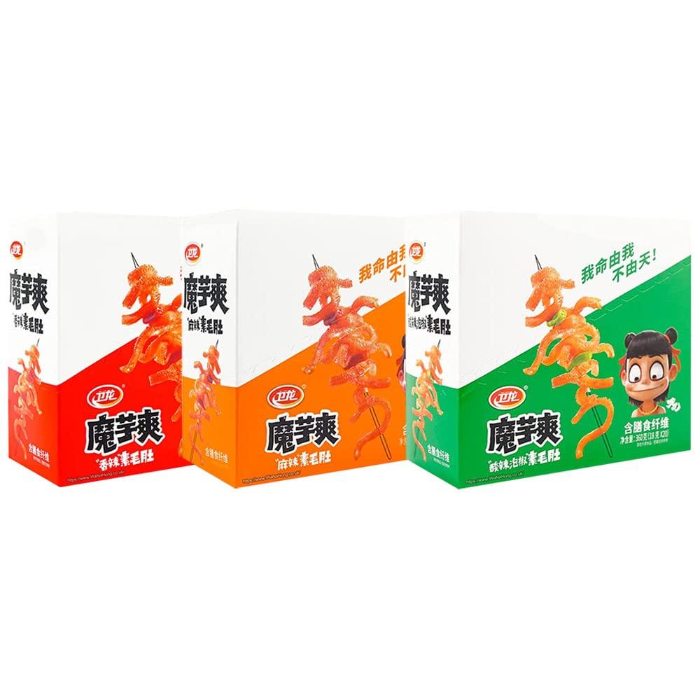 WaNaHong Wei Long Konjac Strips Spicy Strips Snacks (Konjac - Spicy, Ultra Mala, Hot & Sour (60 Packs))