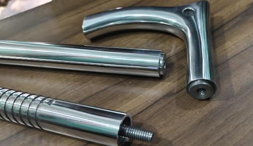 FreshCart Basics Aluminum Tactical Walking Stick Cane The Remarkable V Curved Handle Steamp - 37 inch, SILVER