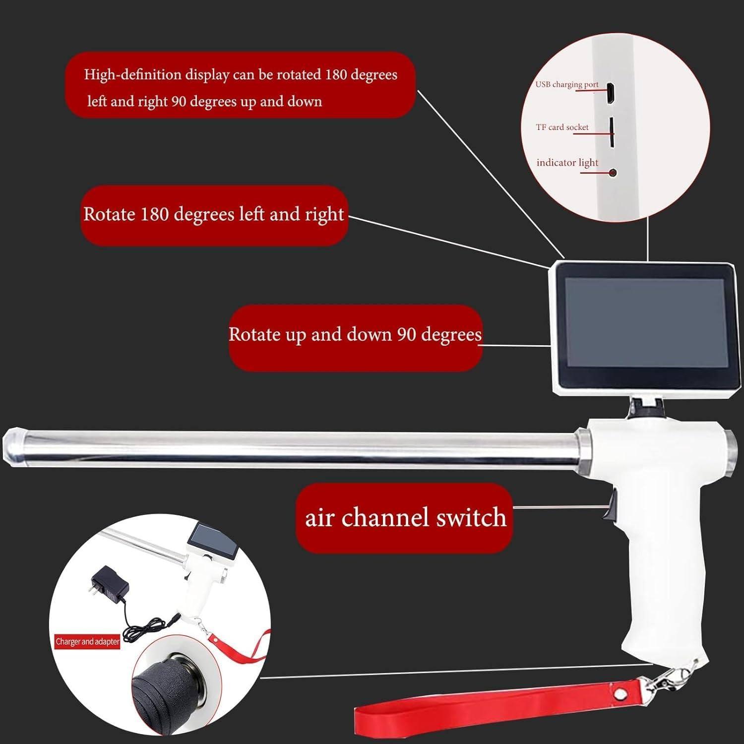 GTANND Artificial Insemination Gun, Cow Visual Endoscope Breeding Kit, With Photo/Videos/Playback Function, 4.3 Inch Camera Rotatable Screen,For Cattle