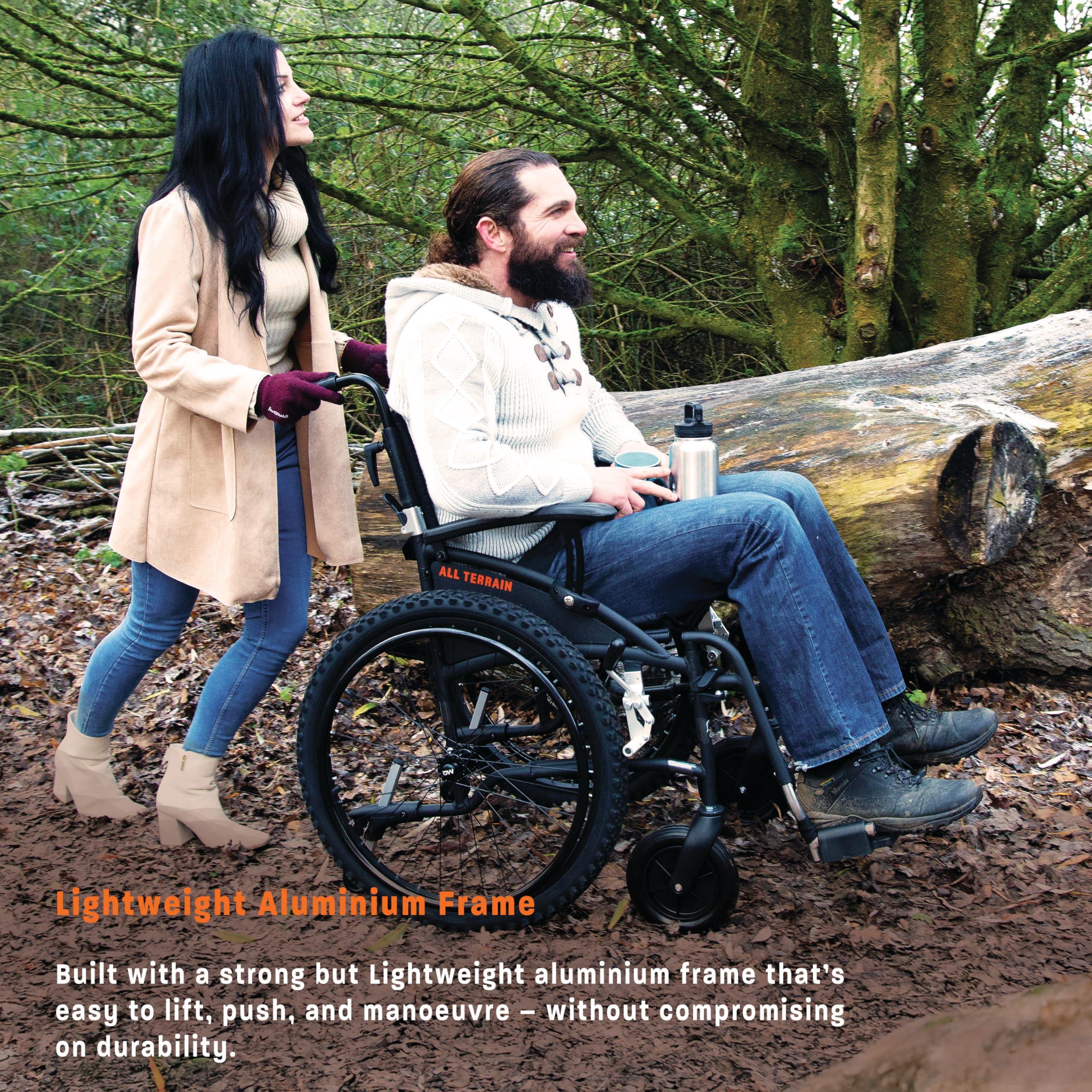 MobiQuip MobiQuip All Terrain, Lightweight, Folding, Manual Self Propelled Aluminium Wheelchair, Quick Release Wheels, Silver Frame, 18 inch Seat.