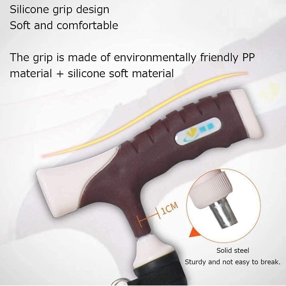 SilteD Walking stick Elderly Folding Walking Stick Safe Auxiliary Balance, Lightweight Aluminum Height Adjustable Walker Cane, Crutches for Elderly Old Man Man Woman M (Silver B) Present