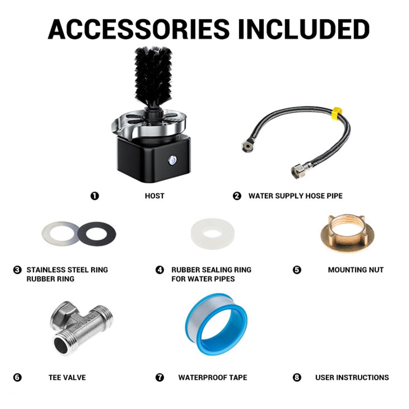 MaxtiL MaxtiL Automatic Cup Washer with Brush, Glass Rinser for Kitchen Sink, Bottle Washer, Faucet Glass Rinsing, 360 Rotary Jet, Brushed 304 Stainless Steel, for Home Bar Cafe black