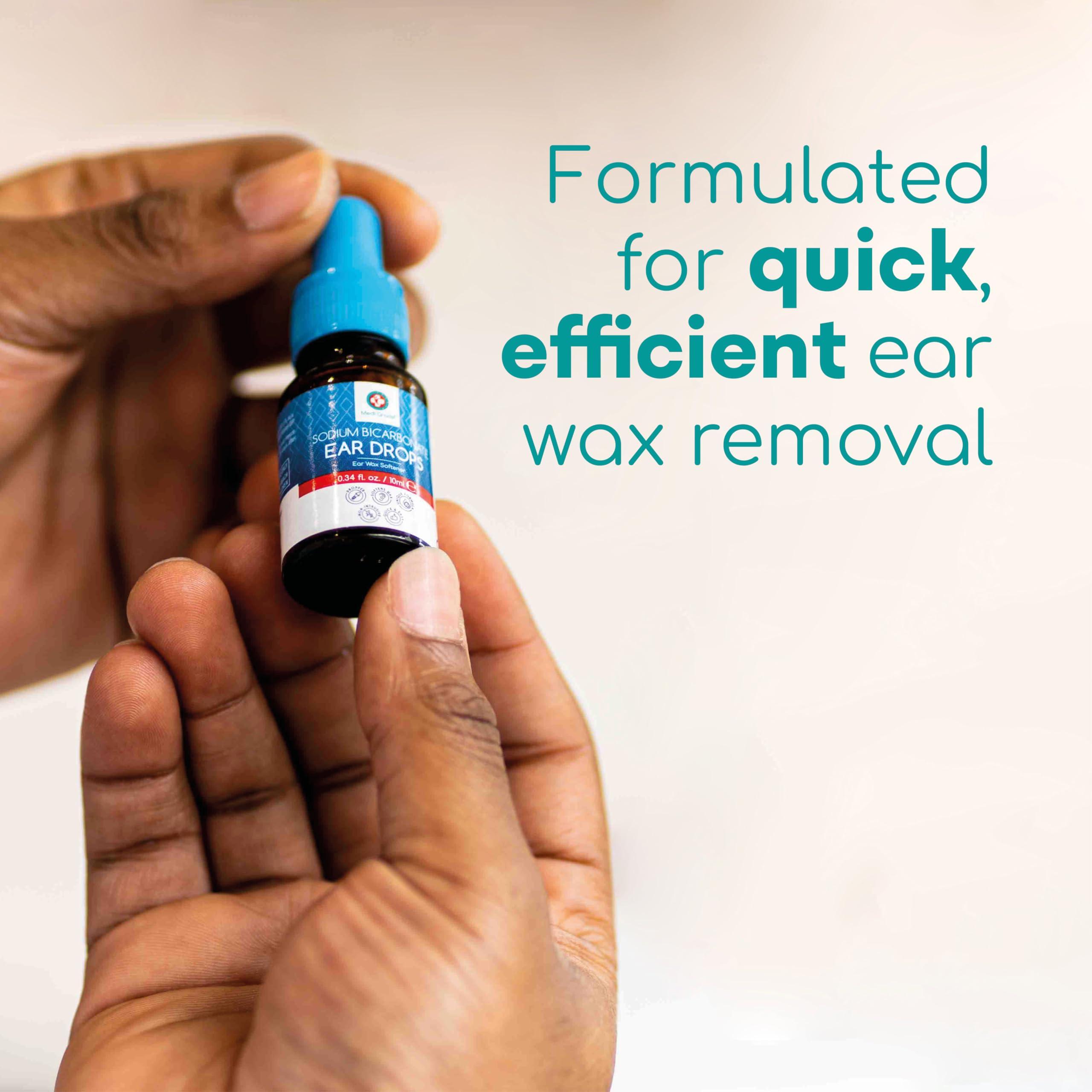 Medi Grade Medi Grade Quick-Action Sodium Bicarbonate Ear Drops for Wax Removal and Blocked Ears, 10ml - Ear Wax Removal Drops Dissolve and Remove Earwax for Clean Ears - Natural Bicarbonate of Soda Ear Drops