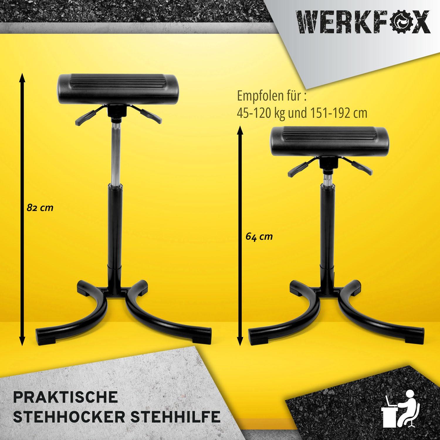 Werkfox Werkfox Standing Stool Ergonomic height adjustable stool; Standing aid workshop stool standing chair for desk, office, industry.
