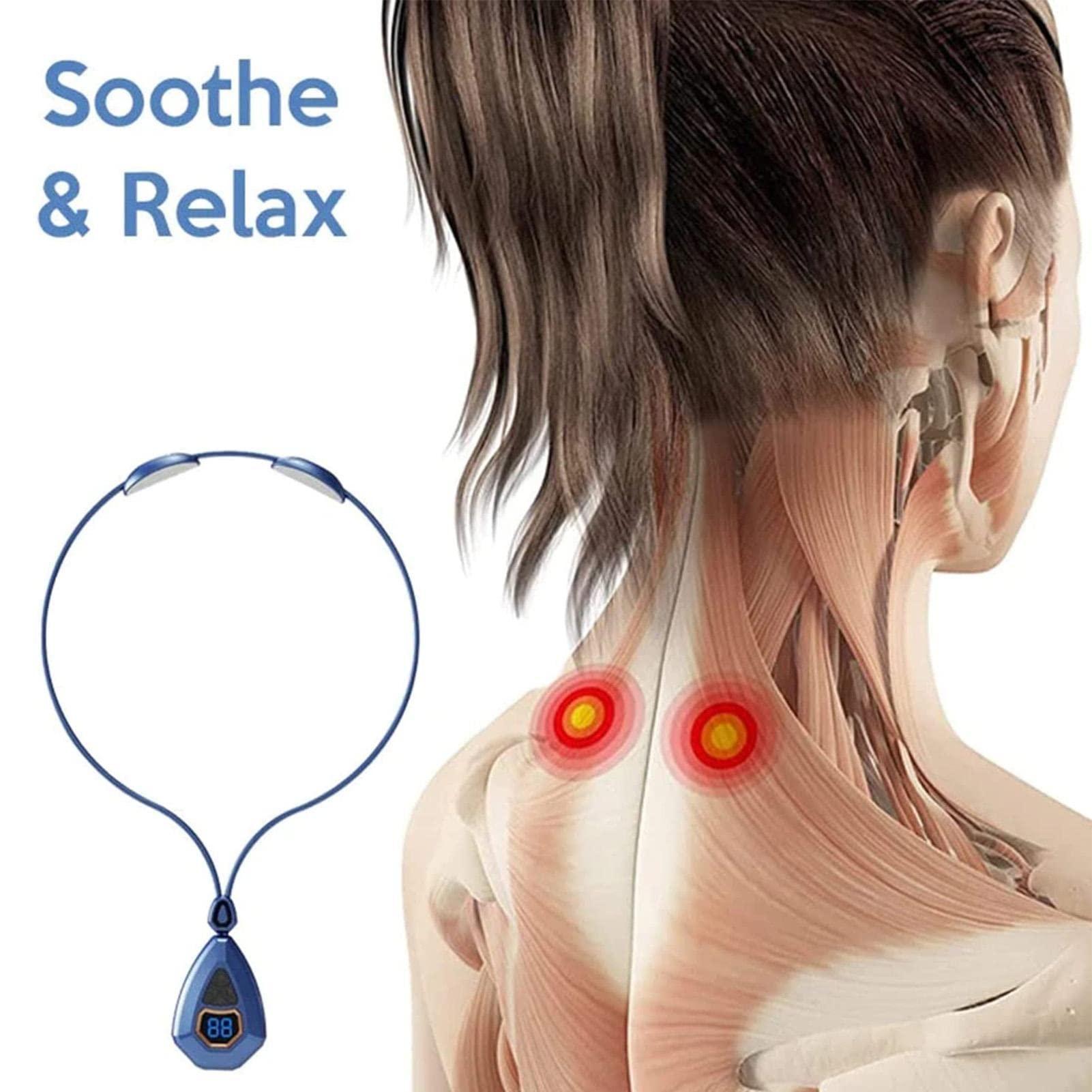 Generic EMS Lymphatic Relief Neck Massage, Electric Pulse Neck Massager Device, Intelligent Lymphatic Neck Massager with Heat, for Stress Relief and Relax, Home, Travel, Car