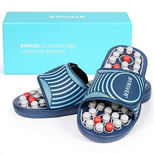 BYRIVER BYRIVER Reflexology Slippers Foot Massager, Acupressure Foot Roller for Plantar Fasciitis, Improve Feet Blood Circulation, Healthcare Relaxation Gifts for Mum dad(05S)