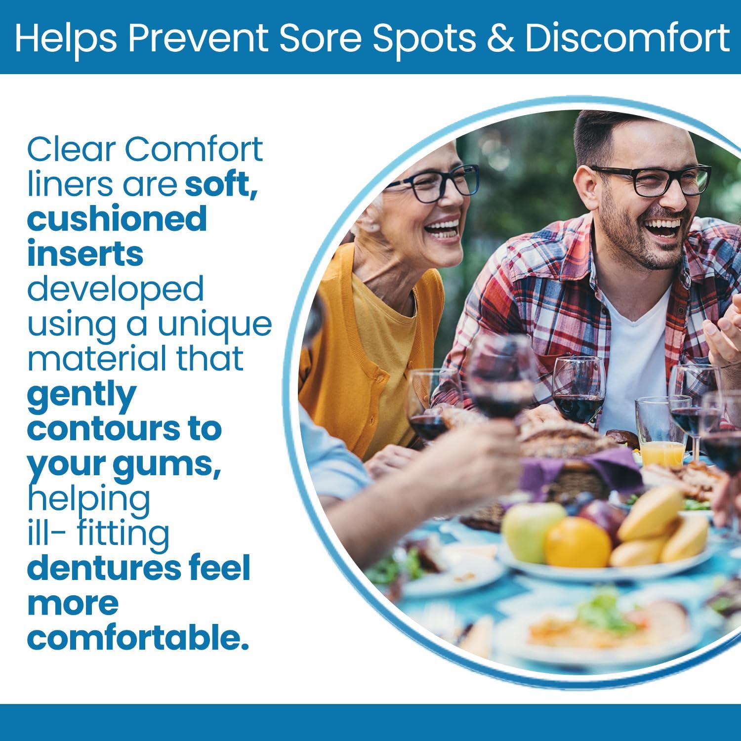 Denturecare Clear Comfort Denture Liner - Secure Fit - No Hassles Application - Long-Lasting Denture Adhesives - Easy to Maintain Cushion Comfort Denture Liner