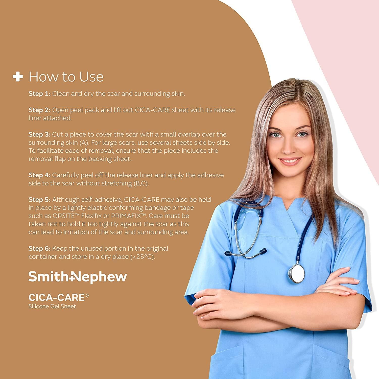 Smith & Nephew Cica-Care Silicone Gel Sheet 12cm x 6cm - 1 Sheet