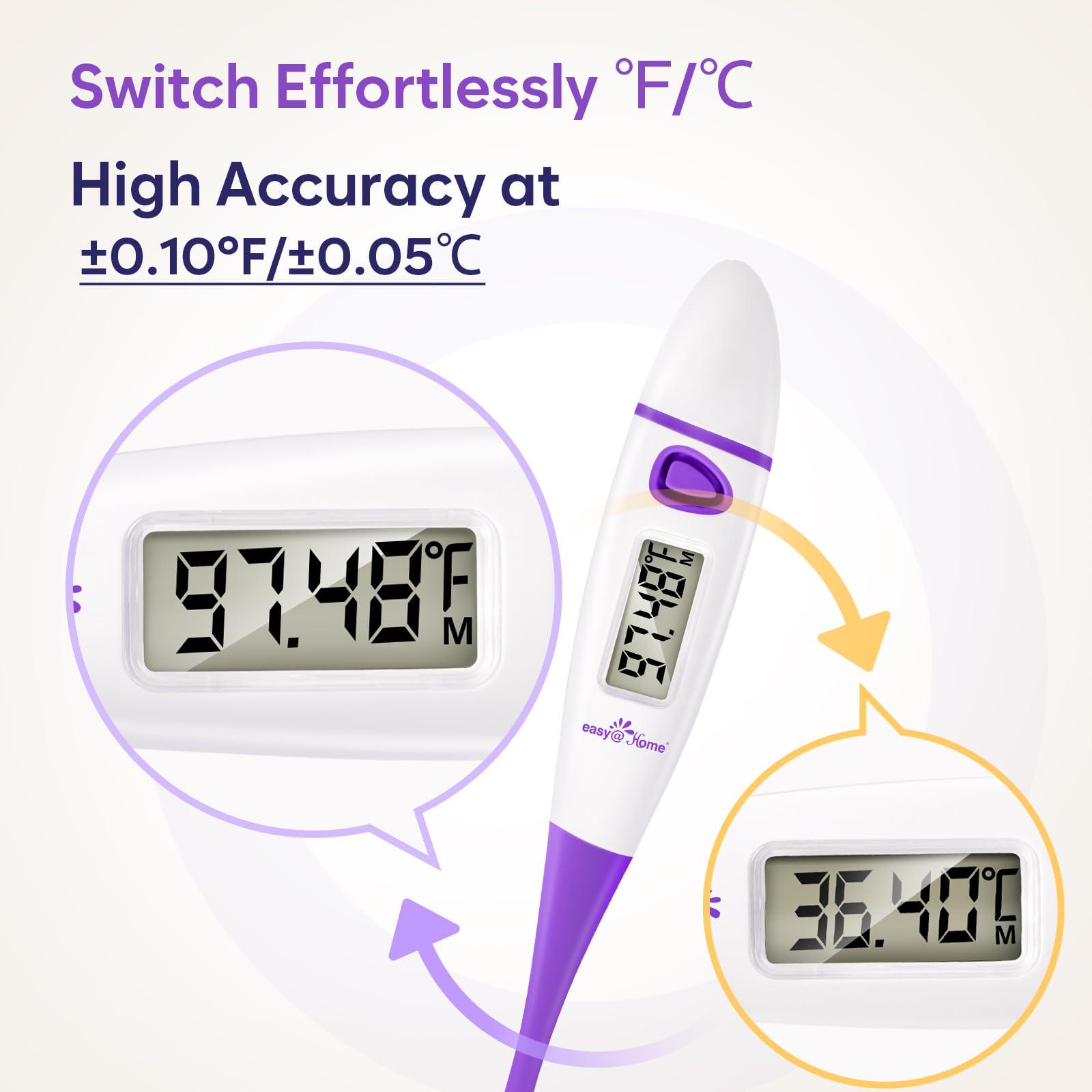 Easy@Home Ovulation Tracker Digital Basal Thermometer: Easy@Home BBT Thermometer for Fertility Prediction - Basal Body Thermometer for Accurate Temperature Monitoring with Premom App Purple DMT-3018
