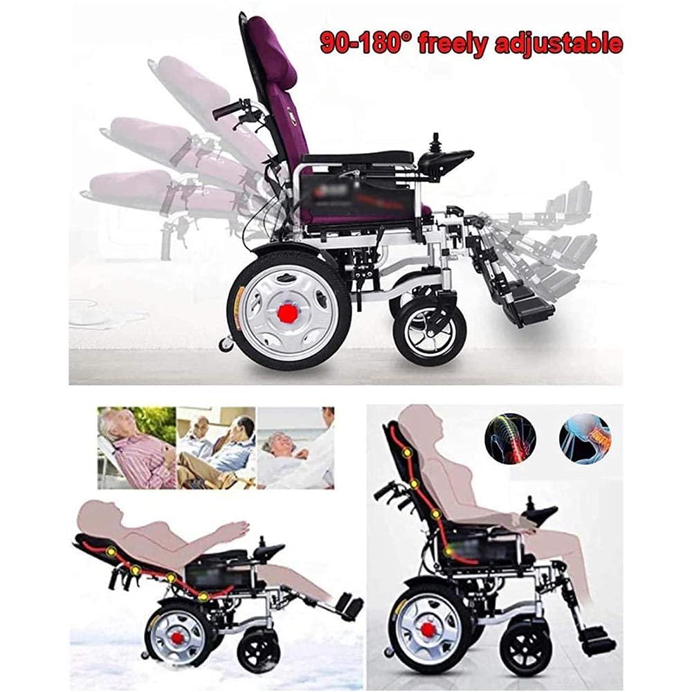 JCPYX Electric Wheel Folding and Lightweight Portable Power Heavy Duty Powerful Dual Motor Compact Mobility Aid Wheel with Headrest Suitable for Elderly and Disabled