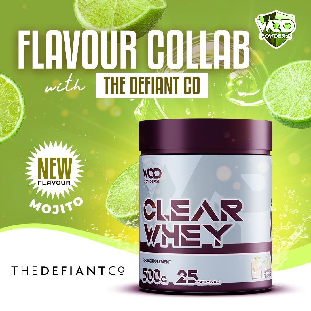 WOD Powders Clear Whey Isolate Protein Powder Refreshing Protein Shake | Low Lactose, Easy Digesting & High in Protein | Ideal for Workout Recovery 500g, 25 Servings - Mojito Flavour