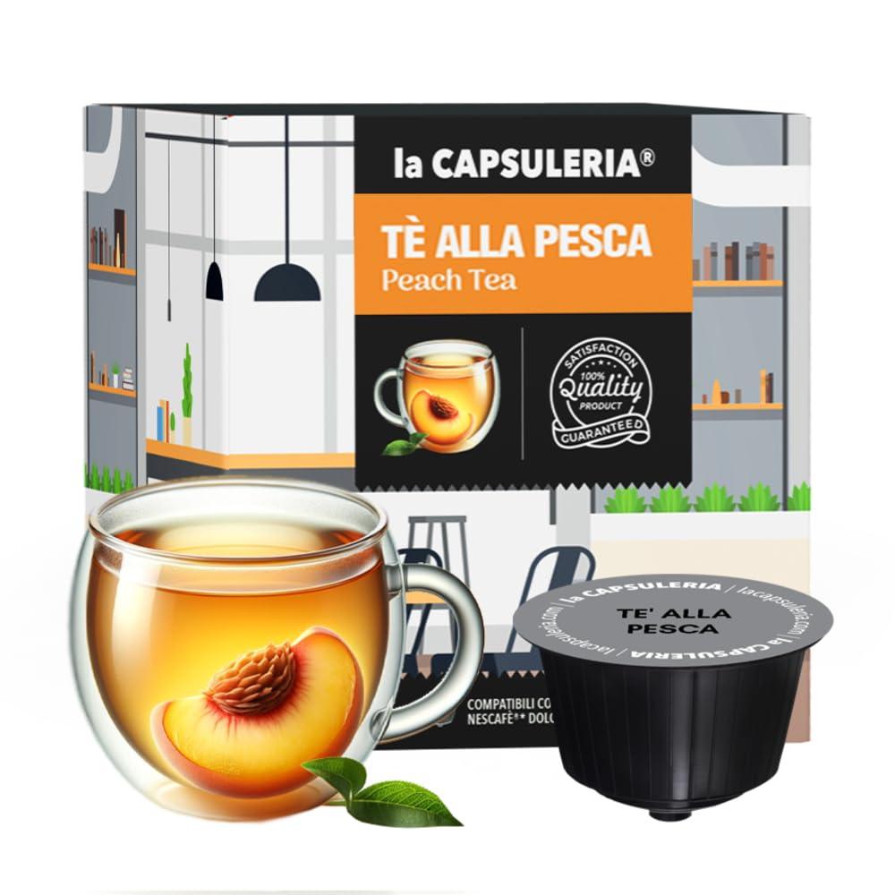 La Capsuleria Peach Tea (48 Capsules) Compatible with Nescaf Dolce Gusto, 3 Boxes x 16 Pods (48 Servings Total), La Capsuleria