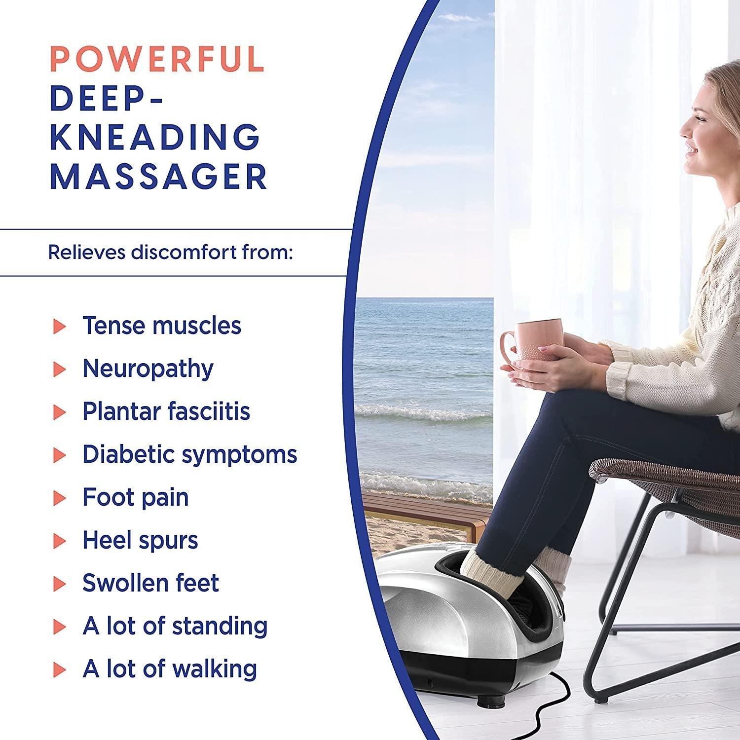 BYOUQ Foot Massager Machine - Deep Kneading Shiatsu Feet Massager for Neuropathy Pain Relief, and Improved Circulation - Soothing Heat Therapy for Plantar Fasciitis Muscle Relax